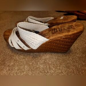 White Bunulu Woven Wedge Sandals